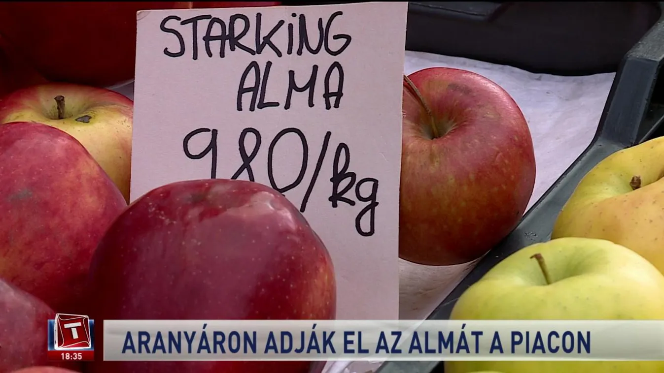 Aranyáron adják el az almát a piacon
