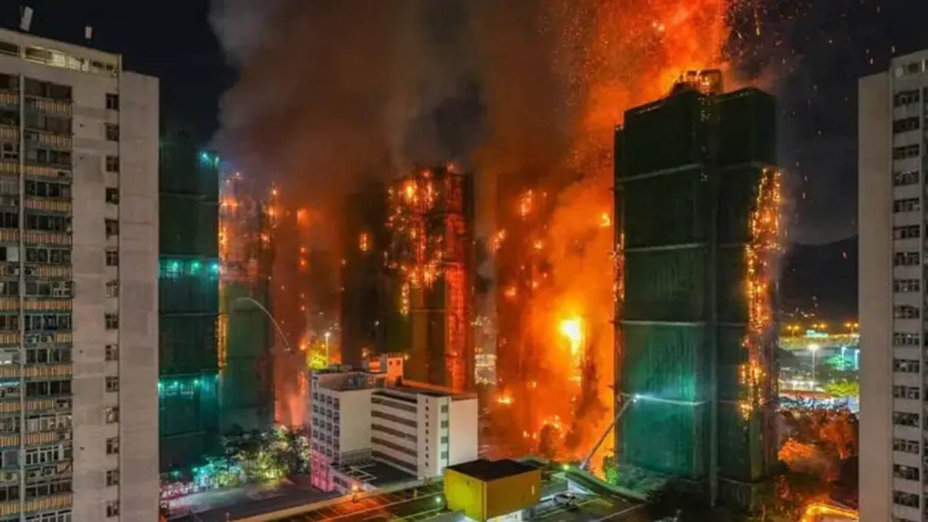 Bambuszállványzat miatt gyulladt ki egy lakótömb Hongkongban, többen életüket vesztették