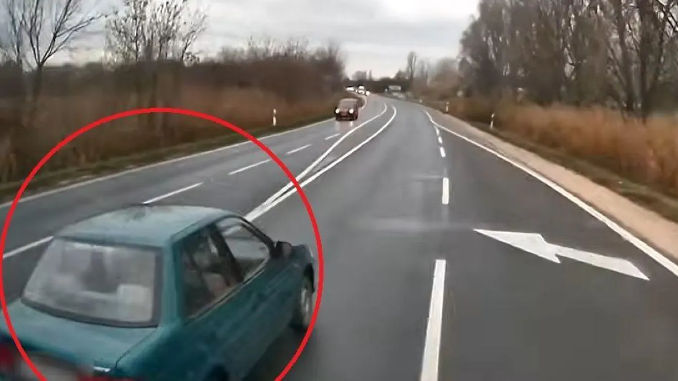 40 tonnás kamion elé fordult ki, videón a sokkoló manőver