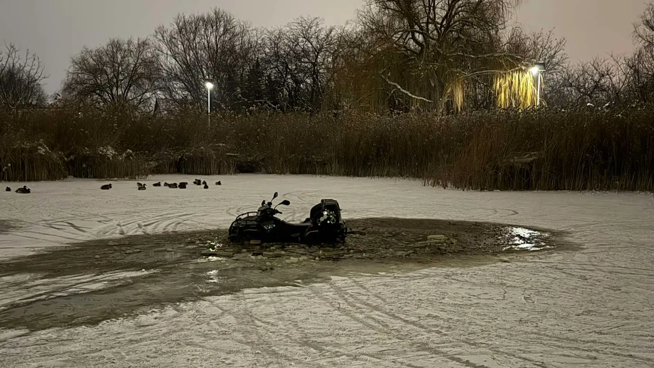 Quaddal mentek a jégre, beszakadt alattuk a monori Kis-tó jege