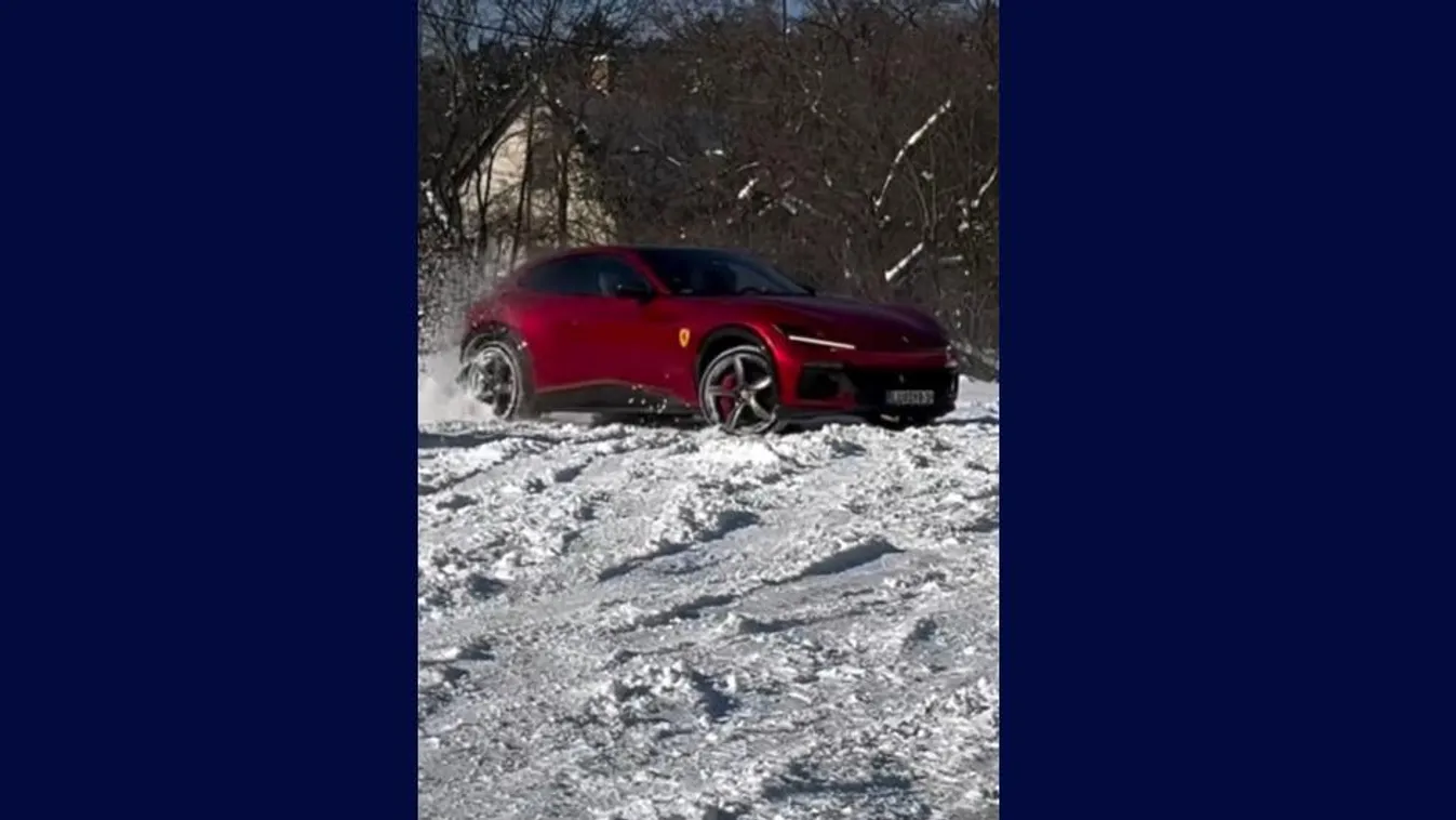 Elakadt a hóban a magyar milliárdos Ferrarija - videóval