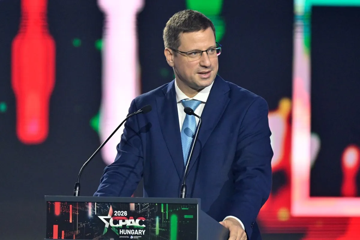 Gulyás Gergely, a Miniszterelnökséget vezető miniszter a CPAC (Konzervatív Politikai Akció Konferencia) Hungary 2026 rendezvényen a MTK Sportparkban 2026. március 21-én.
MTI/Máthé Zoltán