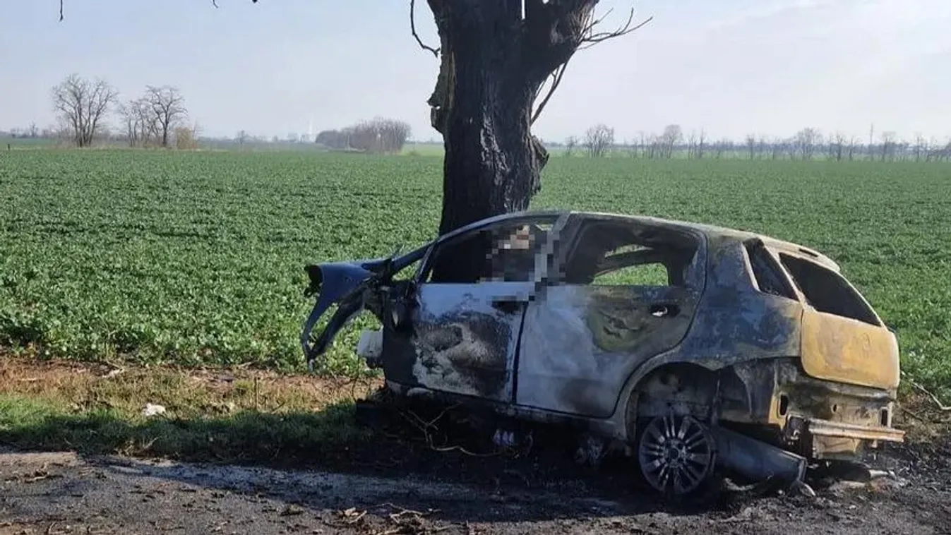 Halálos tragédia Nagyszombatnál, fának csapódott egy autó - Fotók