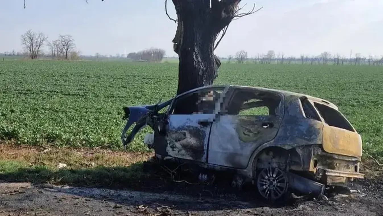 Halálos tragédia Nagyszombatnál, fának csapódott egy autó - Fotók