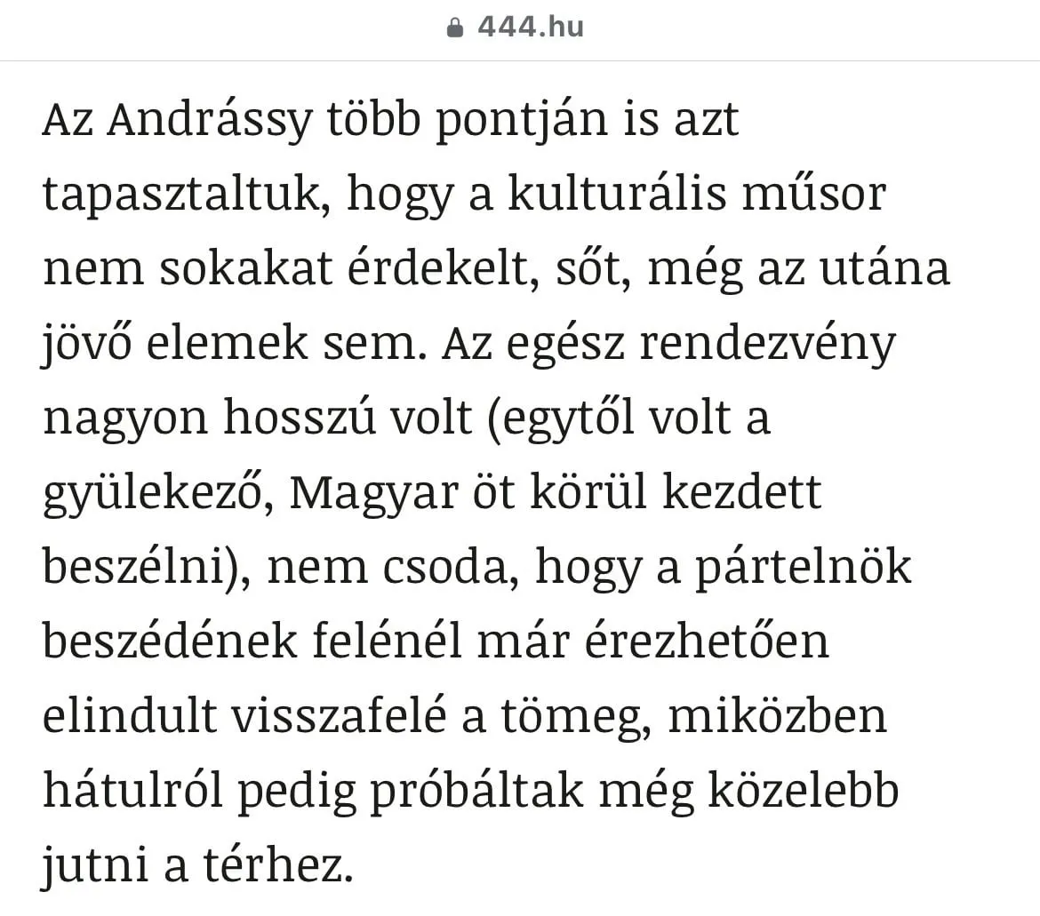 Magyar Péter rendezvénye még a balliberális 444 szerint sem volt sikertörténet