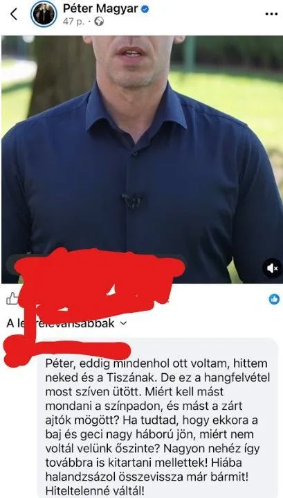 Magyar Pétert a saját Fb-oldalán sem kímélik a csalódott tiszások